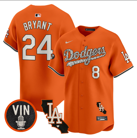 Men Los Angeles Dodgers #24 Bryant 2025 orange Limited Stitched Jersey style 2